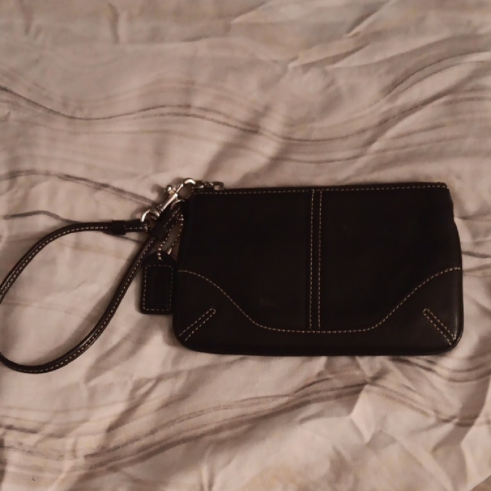 Coach Black Leather Wristlet